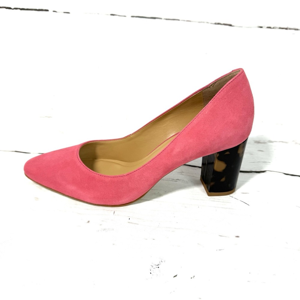 Talbots Shoes Women's 7M Coral Kelsey Pumps Pointed Toe Block Mid Heel Suede New
